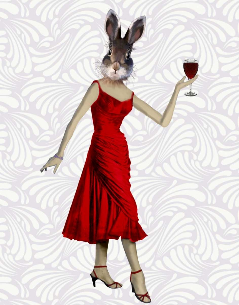 Wall Art Painting id:68016, Name: Rabbit in Red Dress, Artist: Fab Funky