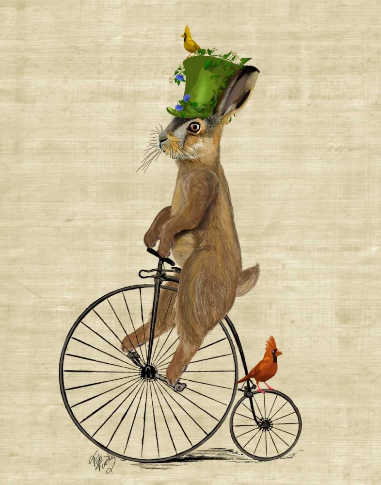 Wall Art Painting id:68053, Name: March Hare on Penny Farthing, Artist: Fab Funky
