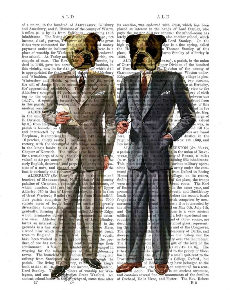 Wall Art Painting id:98976, Name: Bulldogs in Suits, Artist: Fab Funky