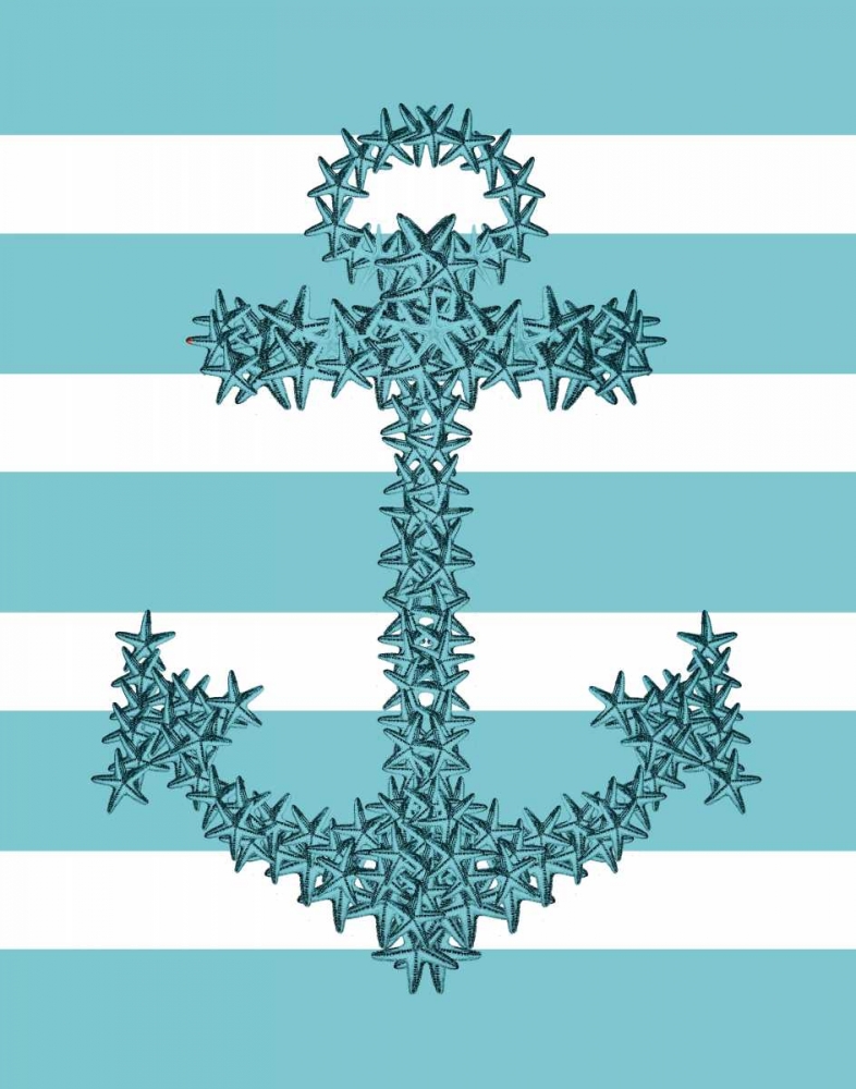 Wall Art Painting id:99011, Name: Starfish Anchor in Turquoise and White, Artist: Fab Funky