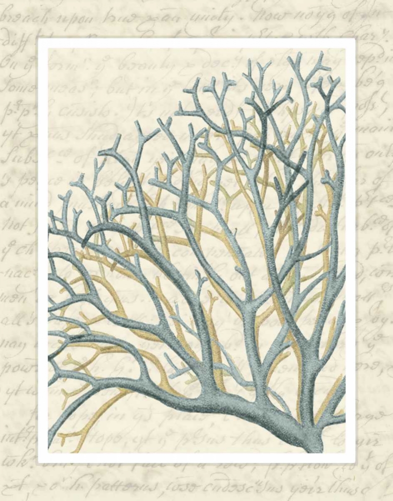 Wall Art Painting id:99037, Name: Blue Corals On VIntage Script b, Artist: Fab Funky