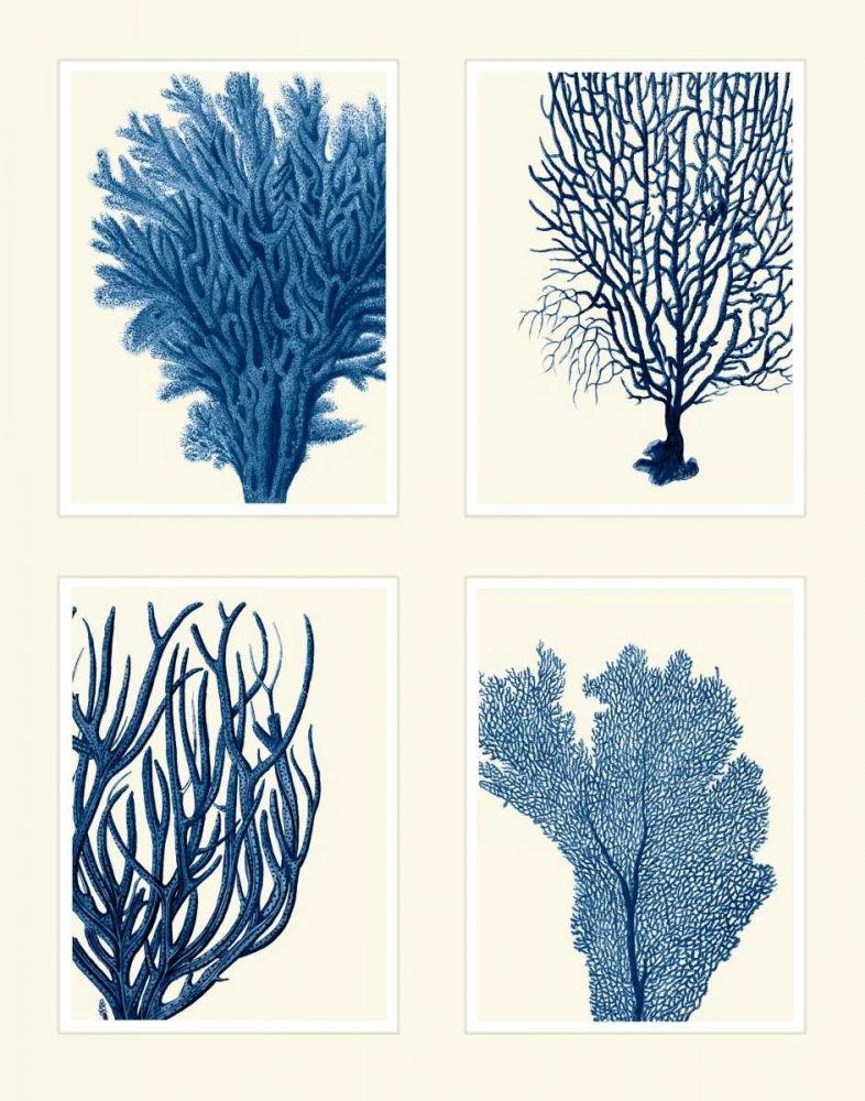 Wall Art Painting id:99183, Name: Blue Coral Print on 4 Panels, Artist: Fab Funky