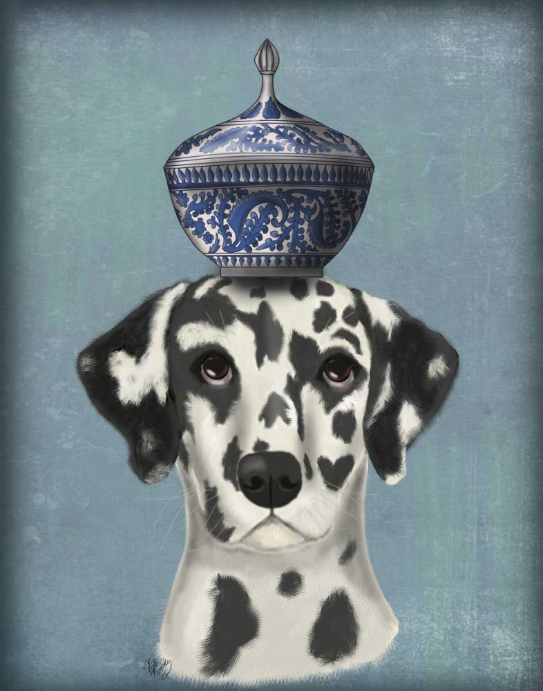 Wall Art Painting id:148723, Name: Dalmatian with Blue Vase, Artist: Fab Funky