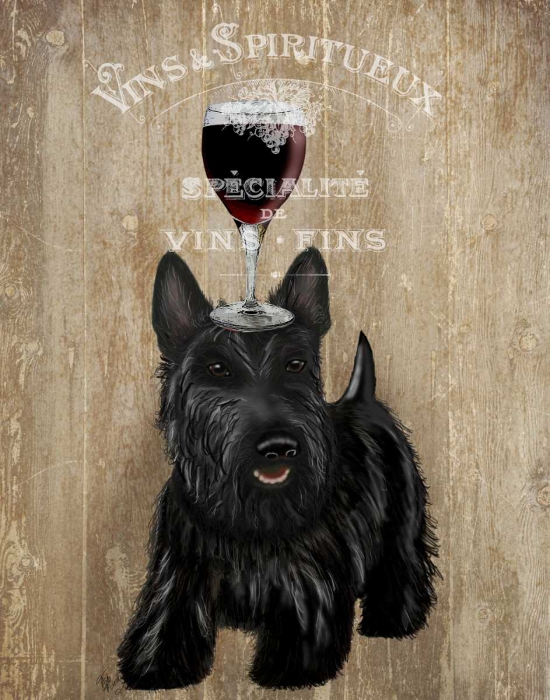 Wall Art Painting id:183966, Name: Dog Au Vin, Scottish Terrier, Artist: Fab Funky