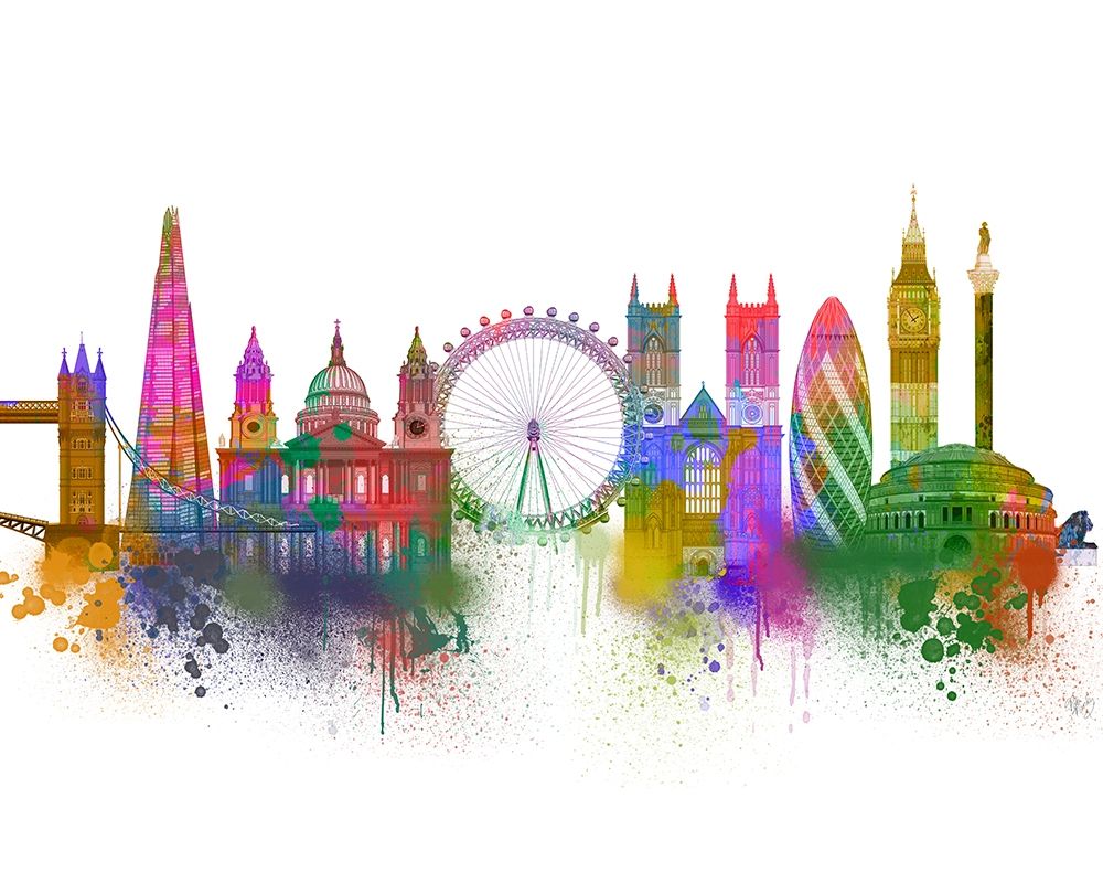 Wall Art Painting id:231051, Name: London Skyline Rainbow Bright, Artist: Fab Funky 