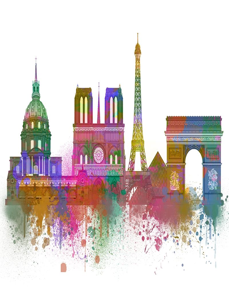 Wall Art Painting id:231053, Name: Paris Skyline Rainbow Bright , Artist: Fab Funky 