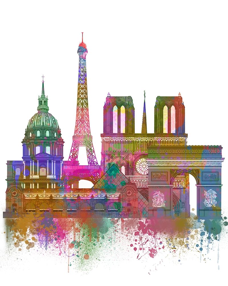 Wall Art Painting id:231055, Name: Paris Skyline Rainbow Bright , Artist: Fab Funky 
