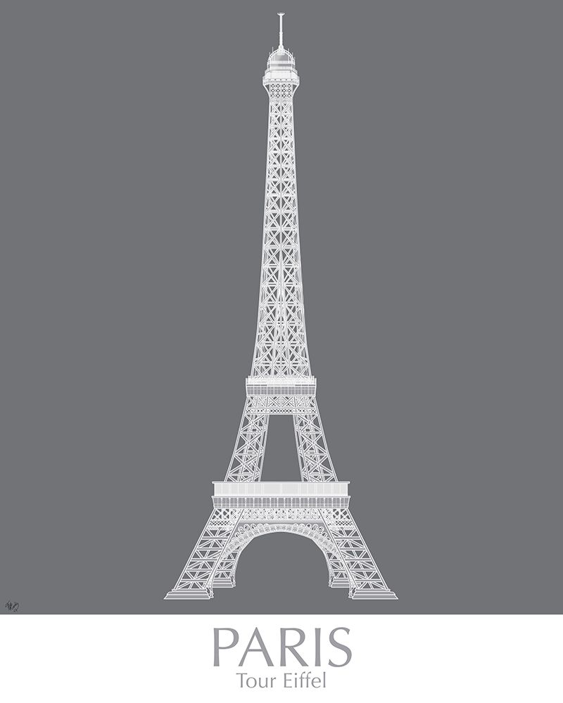 Wall Art Painting id:231065, Name: Paris Eiffel Tower Monochrome, Artist: Fab Funky 