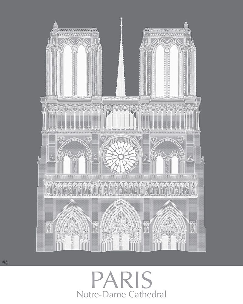Wall Art Painting id:231067, Name: Paris Notre Dame Monochrome, Artist: Fab Funky 