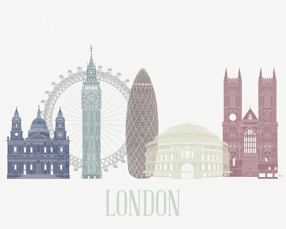 Wall Art Painting id:231074, Name: London Skyline , Artist: Fab Funky 