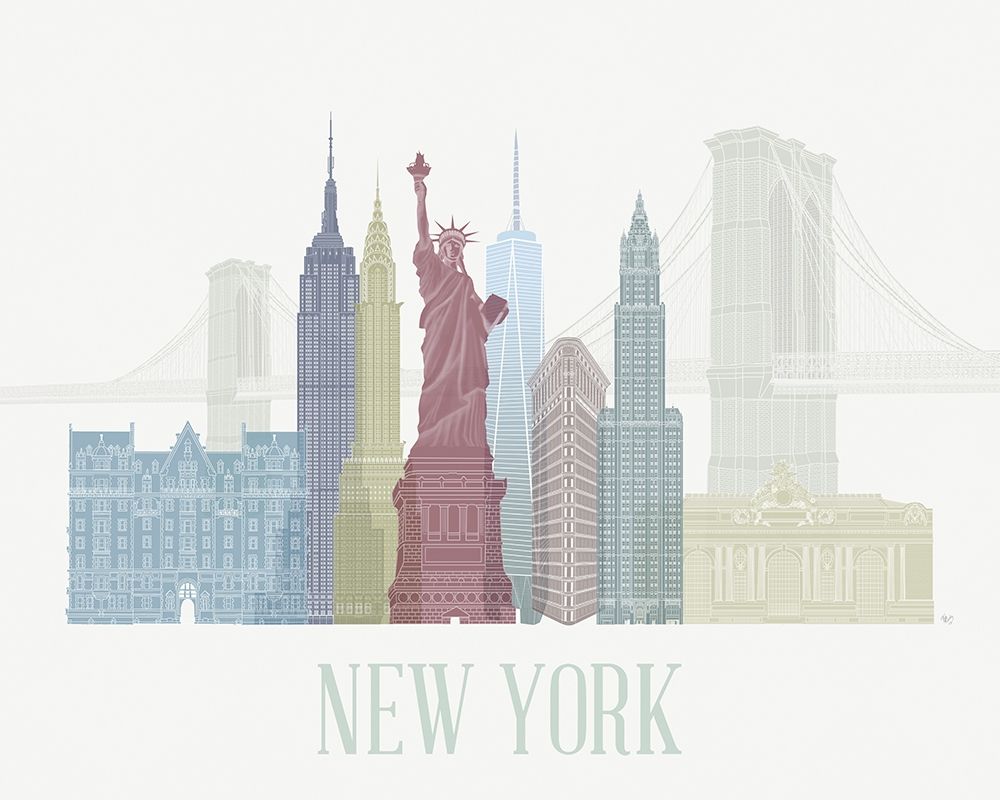 Wall Art Painting id:231075, Name: New York Skyline , Artist: Fab Funky 