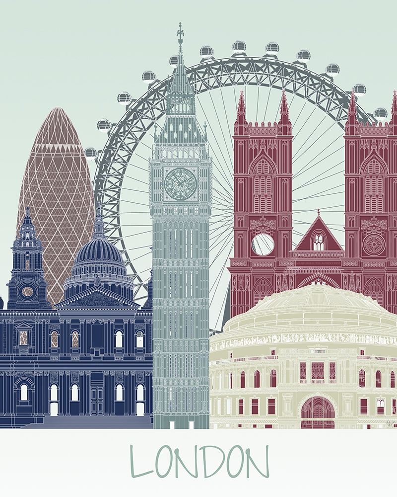 Wall Art Painting id:231077, Name: London Skyline , Artist: Fab Funky 