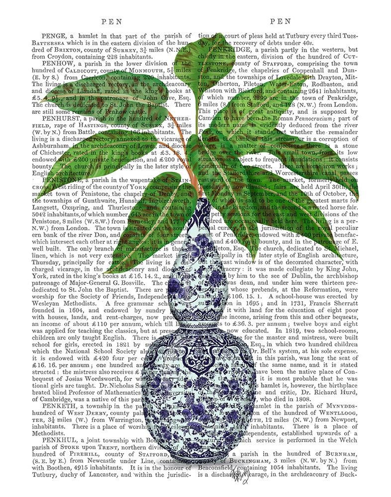 Wall Art Painting id:314352, Name: Chinoiserie Vase 1, With Plant Book Print, Artist: Fab Funky