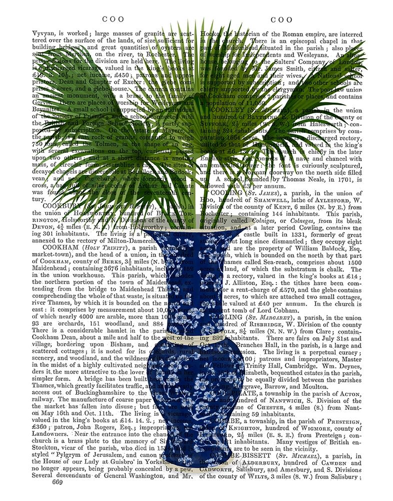Wall Art Painting id:314359, Name: Chinoiserie Vase 8, With Plant Book Print, Artist: Fab Funky