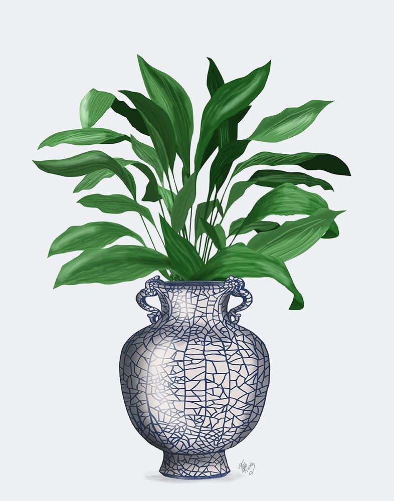 Wall Art Painting id:314361, Name: Chinoiserie Vase 2, With Plant, Artist: Fab Funky