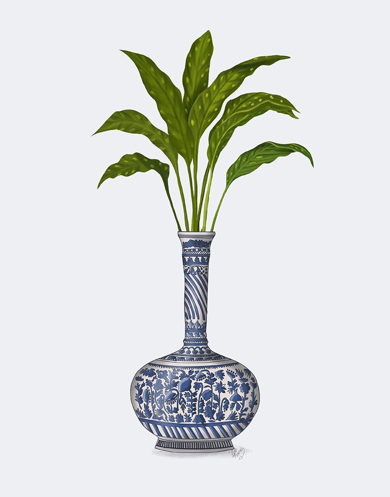 Wall Art Painting id:314362, Name: Chinoiserie Vase 3, With Plant, Artist: Fab Funky