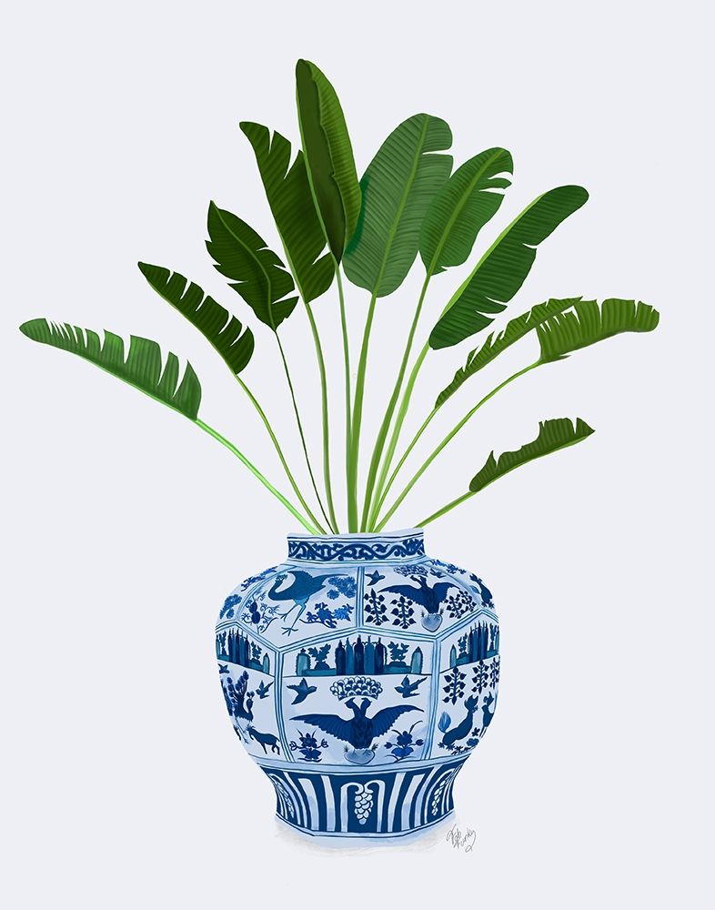Wall Art Painting id:314364, Name: Chinoiserie Vase 5, With Plant, Artist: Fab Funky