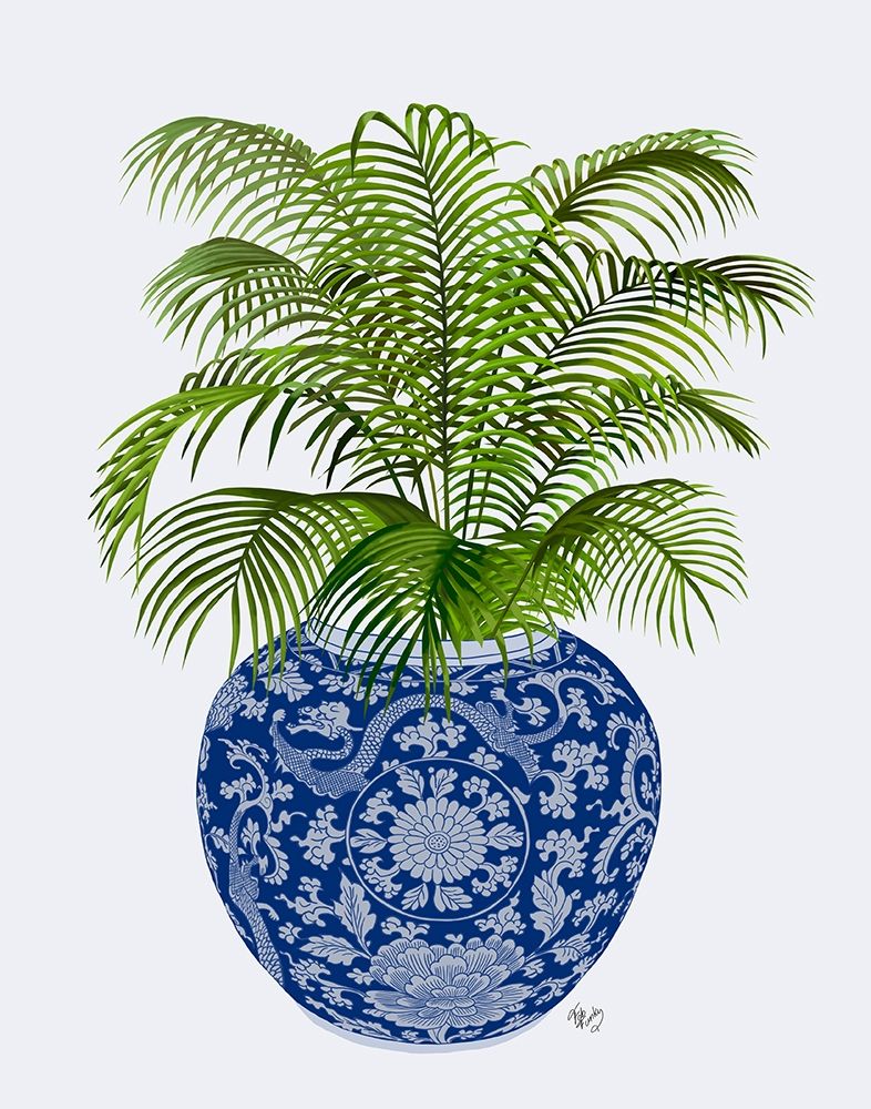 Wall Art Painting id:314365, Name: Chinoiserie Vase 6, With Plant, Artist: Fab Funky