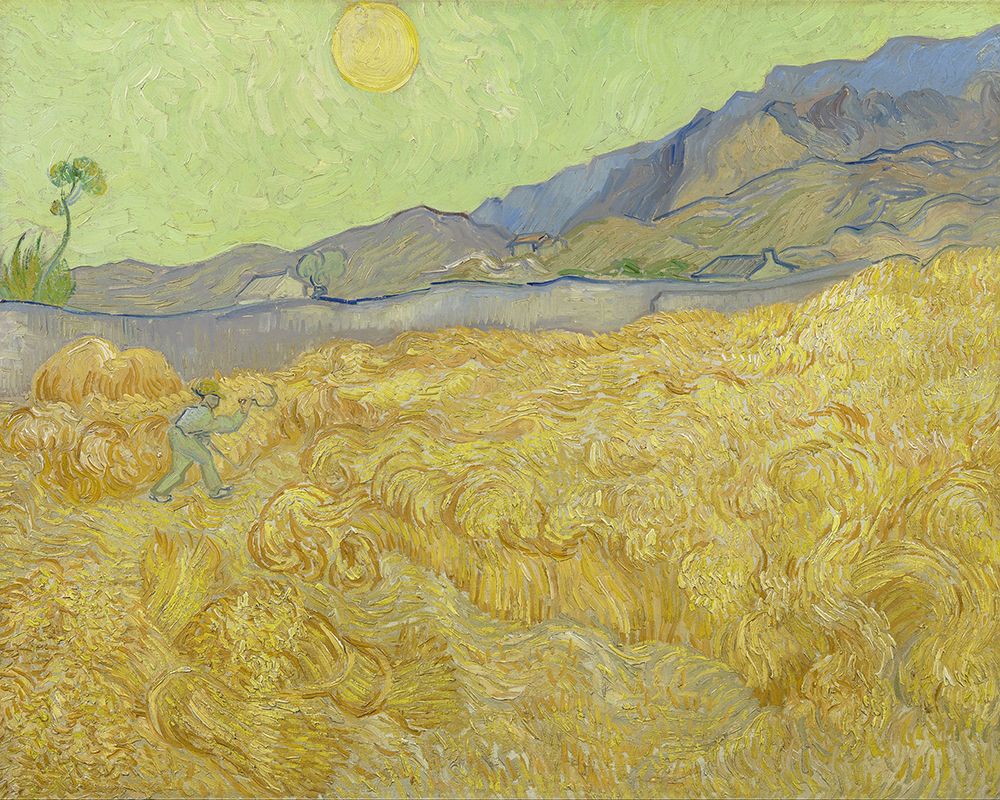 Wall Art Painting id:535123, Name: Wheatfield with a reaper, Artist: Van Gogh, Vincent