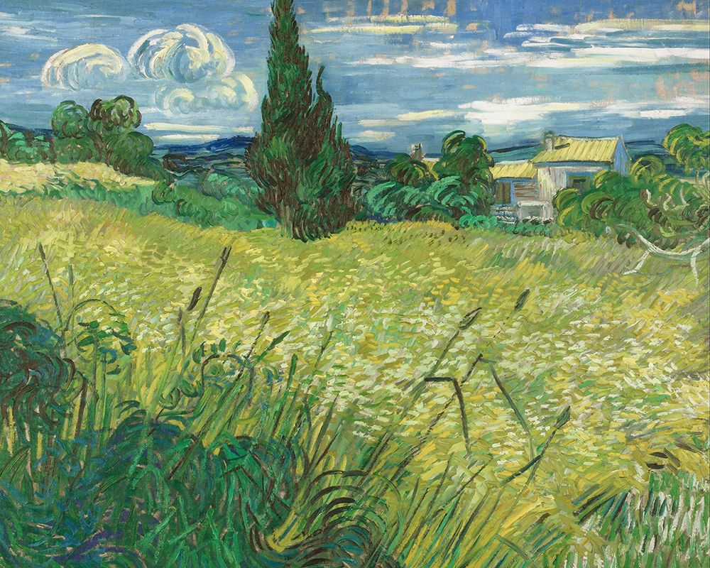 Wall Art Painting id:535126, Name: Green Wheat Field with Cypress, Artist: Van Gogh, Vincent