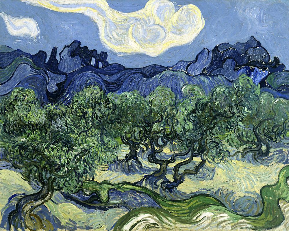 Wall Art Painting id:535127, Name: Olive Trees with the Alpilles in the Background, Artist: Van Gogh, Vincent