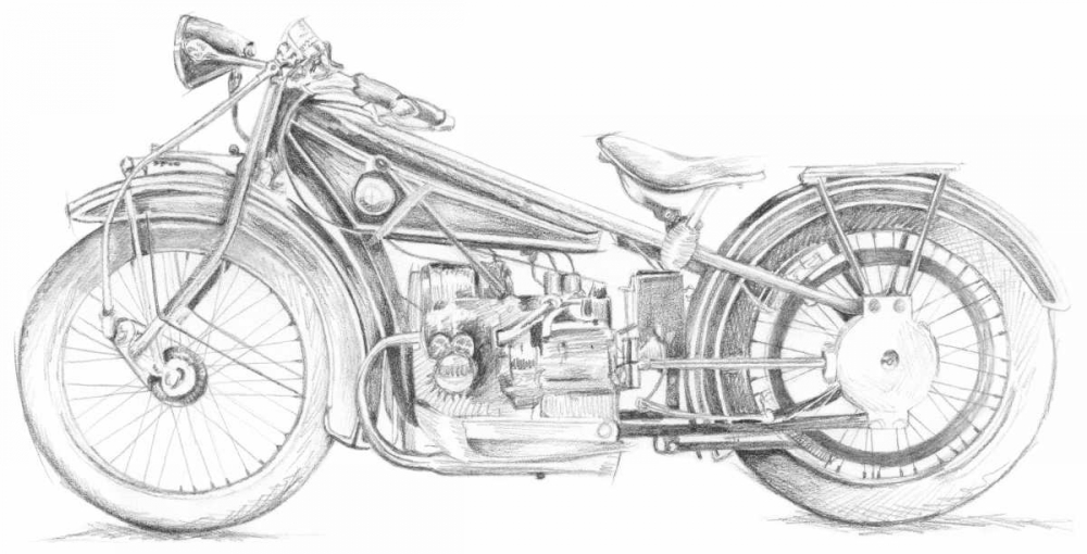 Wall Art Painting id:34338, Name: Motorcycle Sketch I, Artist: Meagher, Megan