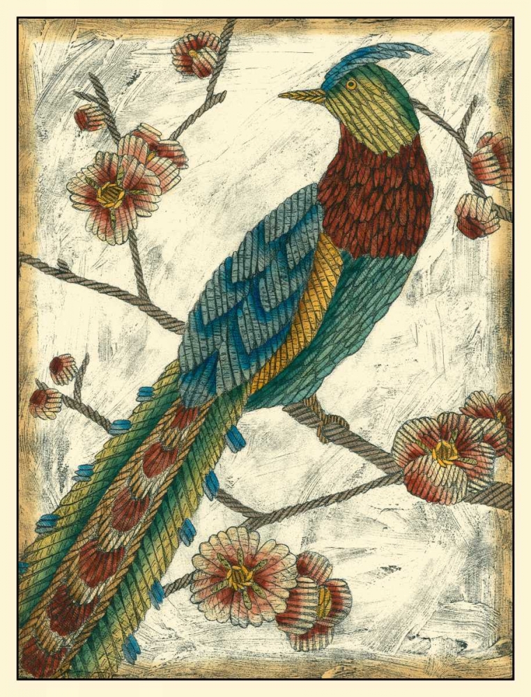 Wall Art Painting id:49639, Name: Embroidered Pheasant I, Artist: Zarris, Chariklia