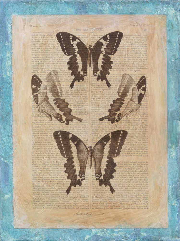Wall Art Painting id:126524, Name: Bookplate Butterflies I, Artist: Vision Studio