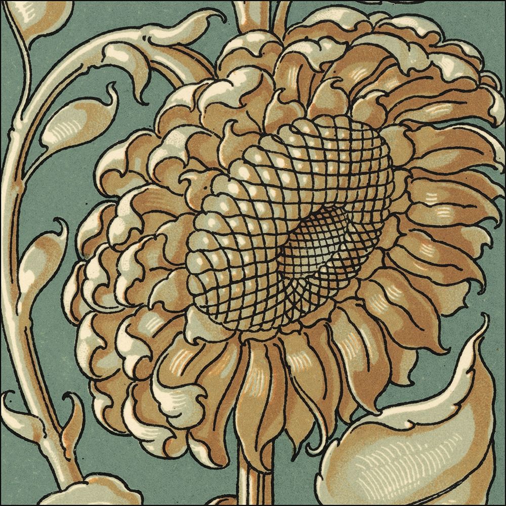 Wall Art Painting id:235101, Name: Sunflower Woodblock II, Artist: Unknown