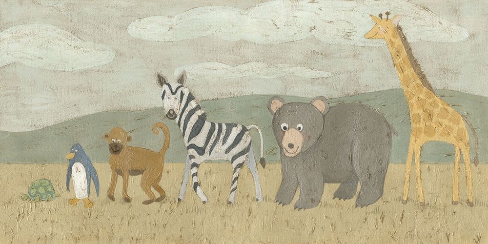 Wall Art Painting id:236136, Name: Animals All in a Row II, Artist: Meagher, Megan