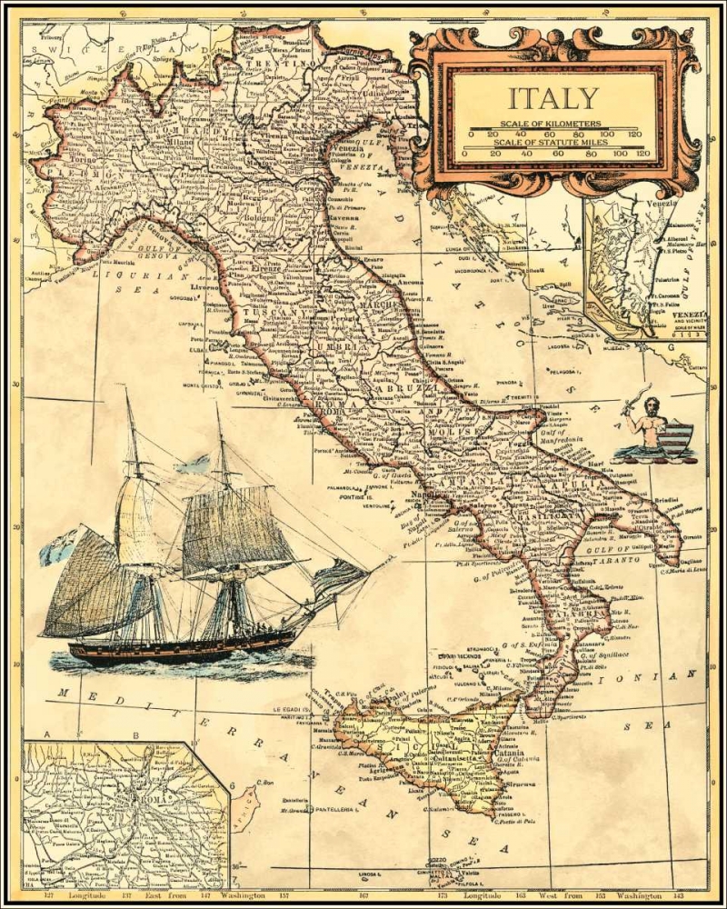 Wall Art Painting id:170020, Name: Italy Map, Artist: Vision Studio
