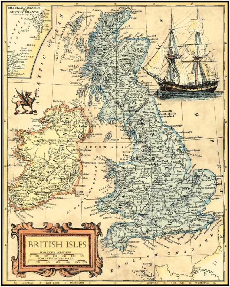 Wall Art Painting id:170021, Name: British Isles Map, Artist: Vision Studio