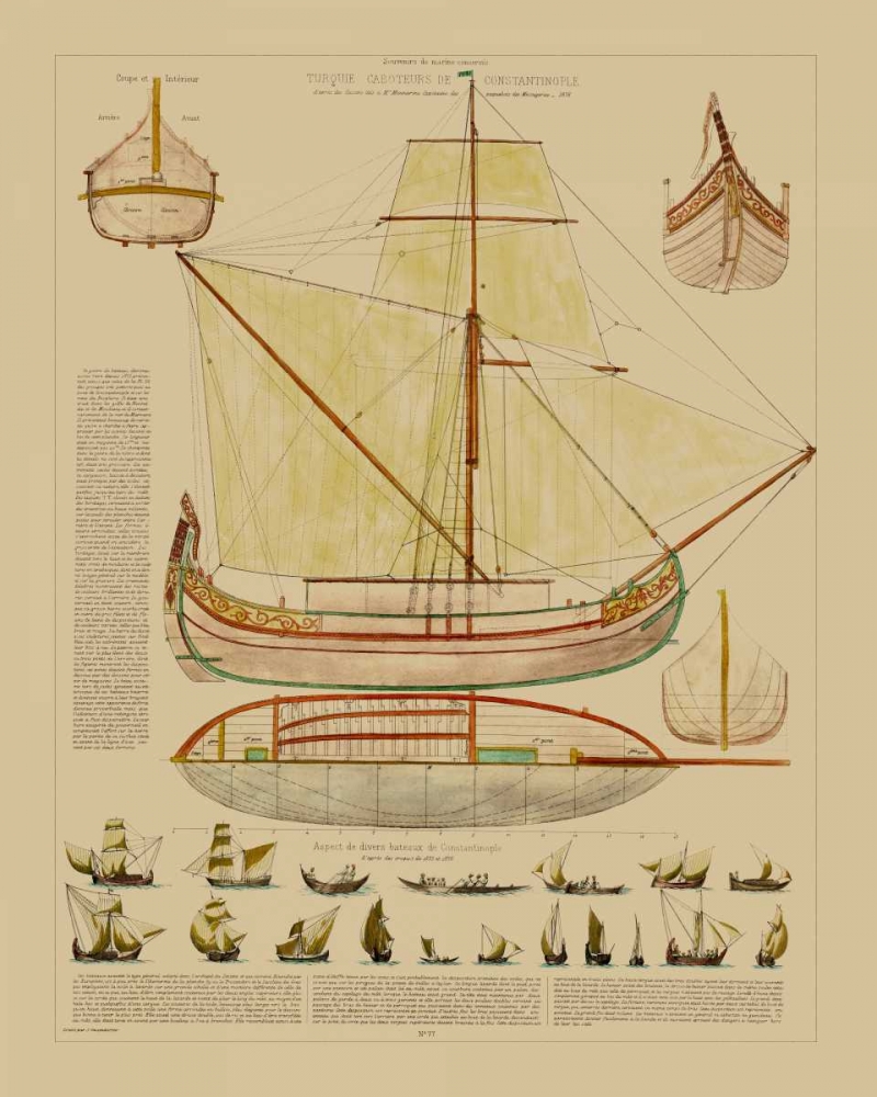 Wall Art Painting id:34596, Name: Antique Ship Plan I, Artist: Vision Studio