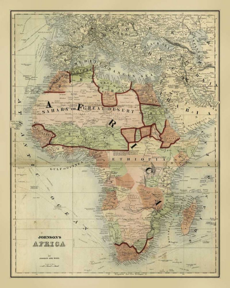 Wall Art Painting id:236794, Name: Antique Map of Africa, Artist: Johnson