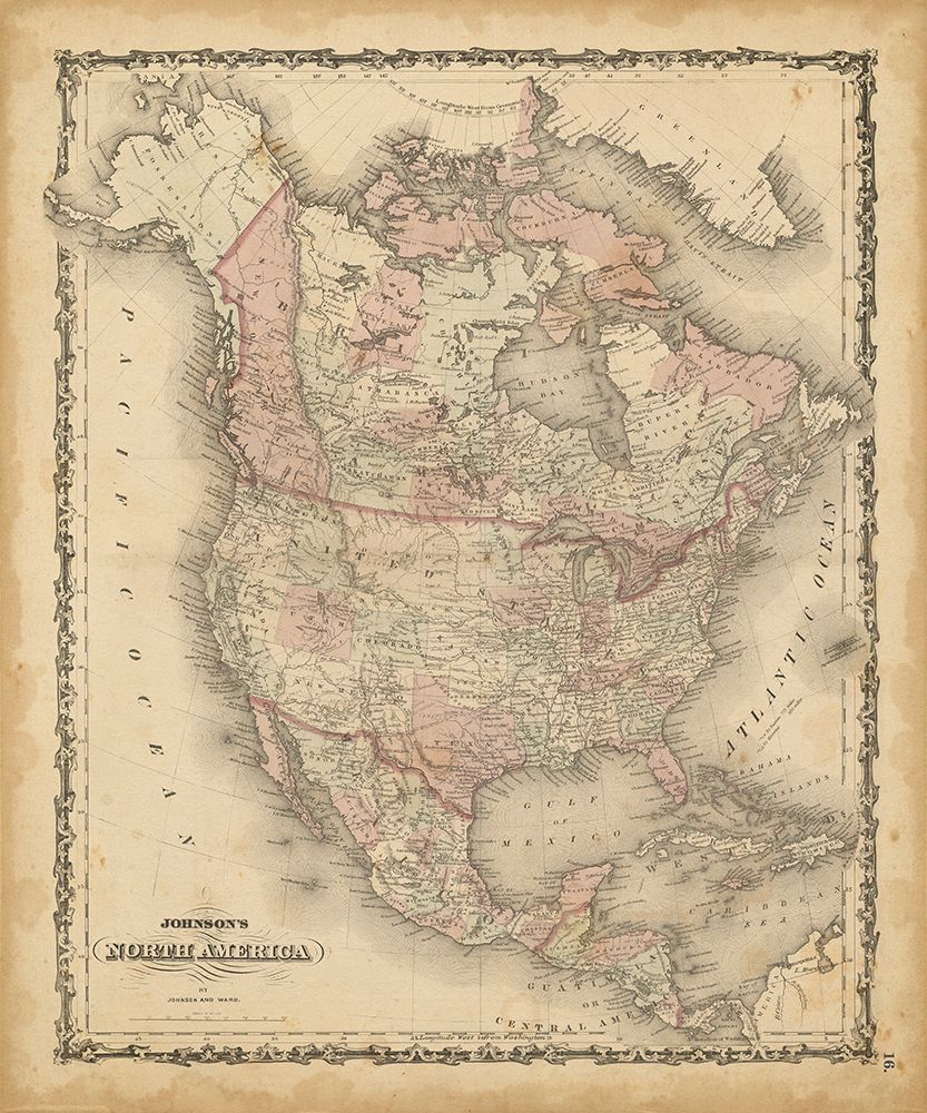 Wall Art Painting id:689768, Name: Johnsons Map of N. America, Artist: Johnson