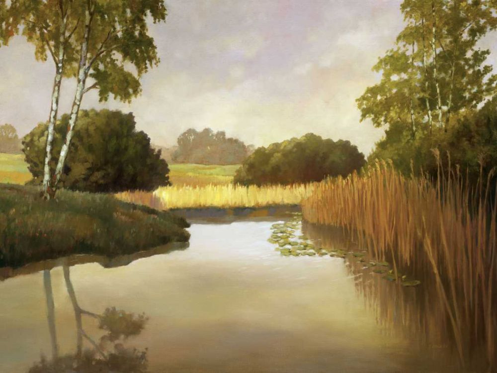 Wall Art Painting id:237460, Name: Reeds, Birches and Water I, Artist: Reynolds, Graham