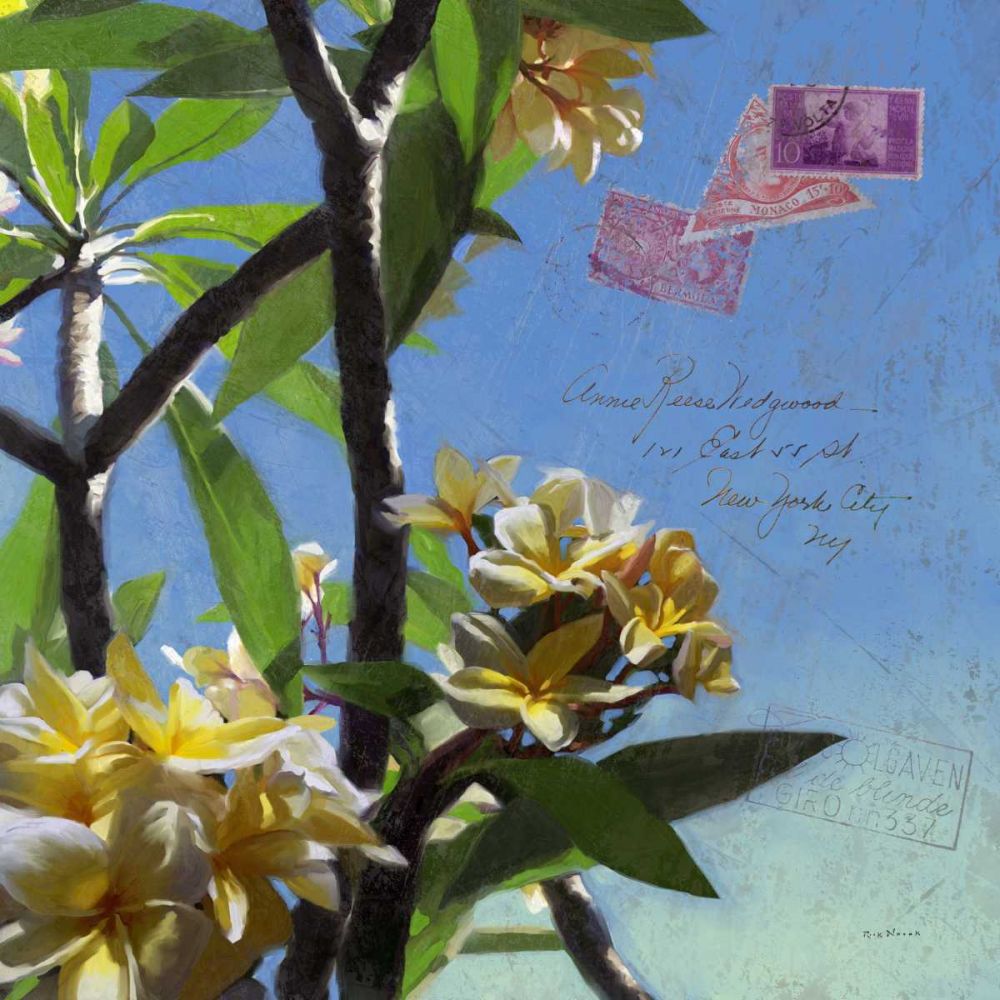 Wall Art Painting id:238592, Name: Plumeria and Postage IV, Artist: Novak, Rick