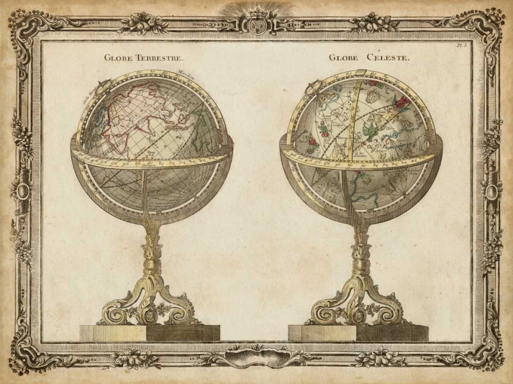 Wall Art Painting id:35678, Name: Terrestrial and Celestial Globes, Artist: Vision Studio