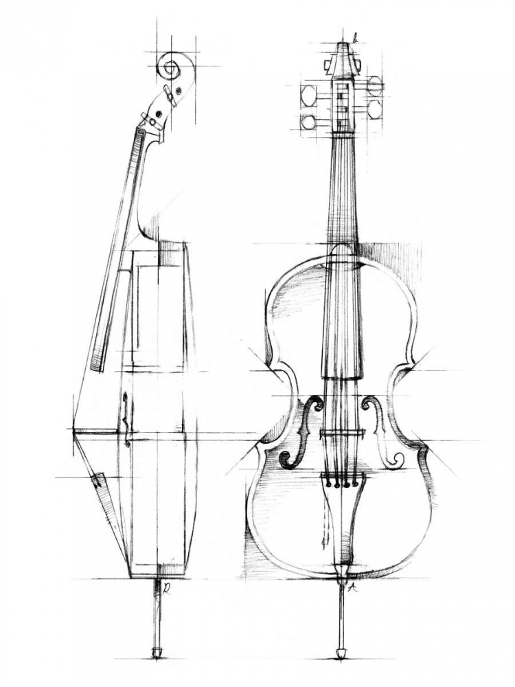Wall Art Painting id:60439, Name: Cello Sketch, Artist: Harper, Ethan