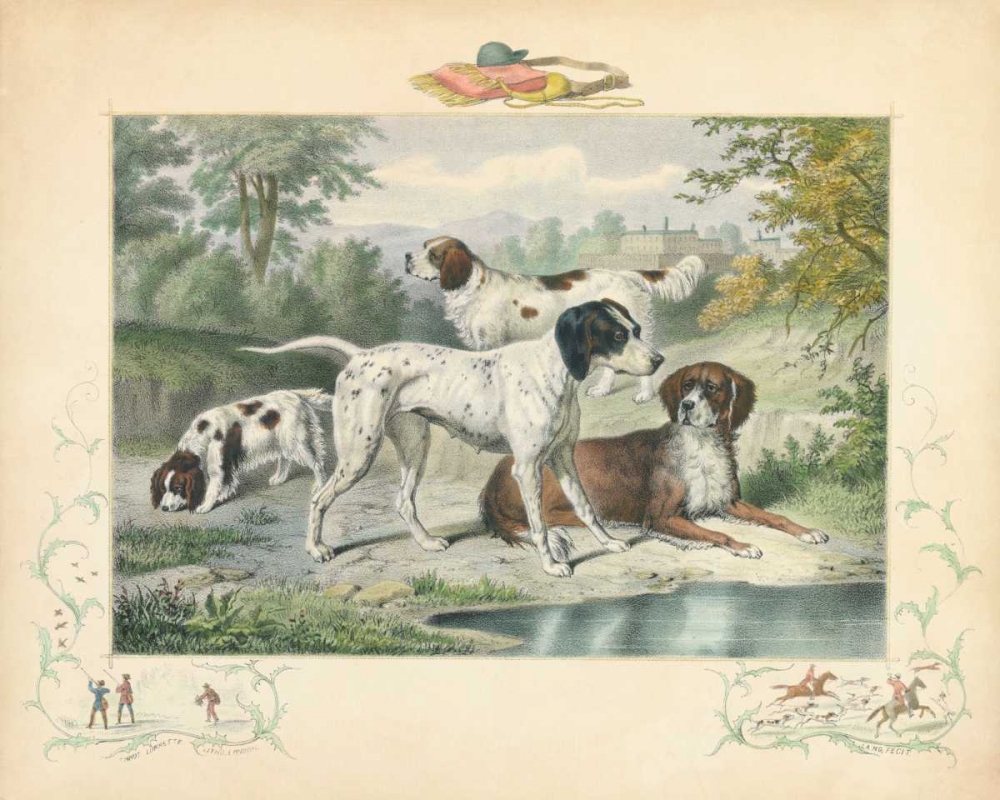 Wall Art Painting id:61332, Name: A Group of Spaniels, Artist: Unknown