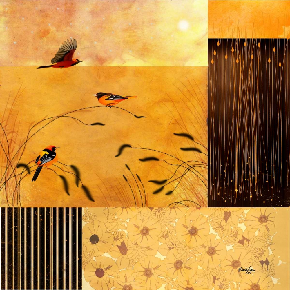 Wall Art Painting id:61794, Name: Hooded Orioles, Artist: Evelia Designs