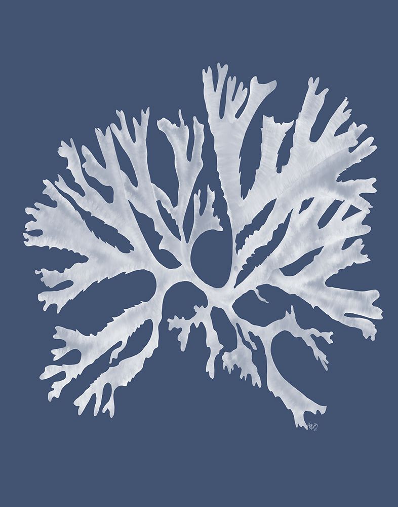 Wall Art Painting id:650352, Name: Coral 18 White on Indigo Blue, Artist: Fab Funky