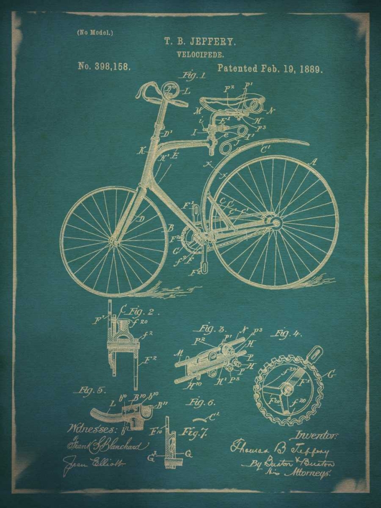 Wall Art Painting id:62896, Name: Bicycle Patent 2 Blue, Artist: GI ArtLab