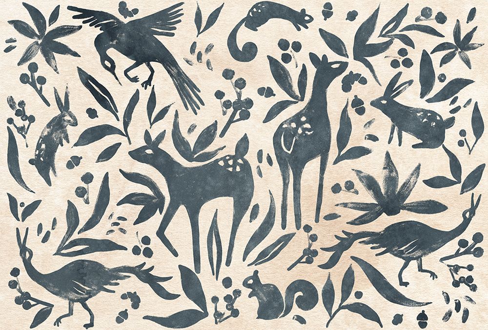 Wall Art Painting id:540273, Name: Woodland Woodblock Collection A, Artist: Vess, June Erica
