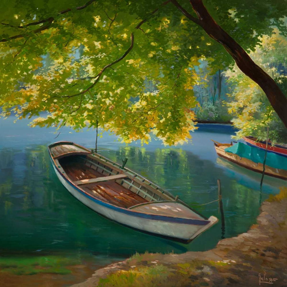Wall Art Painting id:42617, Name: Barca sul fiume, Artist: Galasso, Adriano