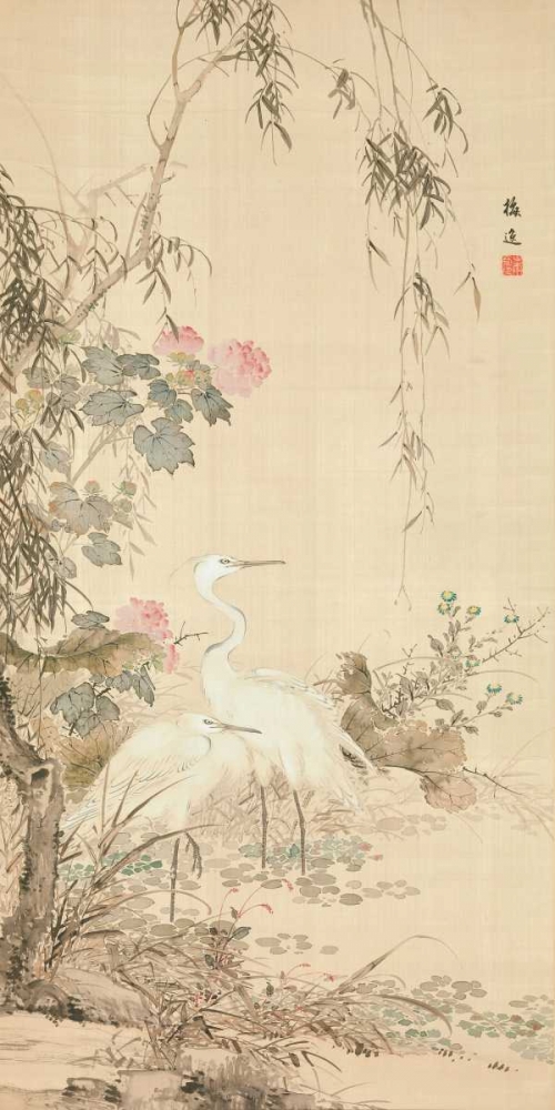 Wall Art Painting id:162716, Name: Willow and Herons , Artist: Anonymous