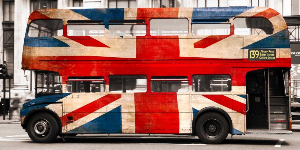 Wall Art Painting id:117872, Name: Union jack double-decker bus, London, Artist: Pangea Images
