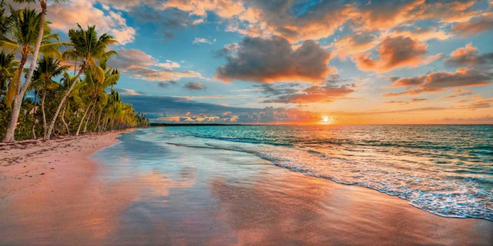 Wall Art Painting id:117877, Name: Beach in Maui, Hawaii, at sunset, Artist: Pangea Images