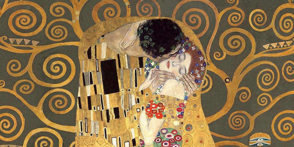 Wall Art Painting id:218450, Name: The Kiss, detail (Grey variation), Artist: Klimt, Gustav