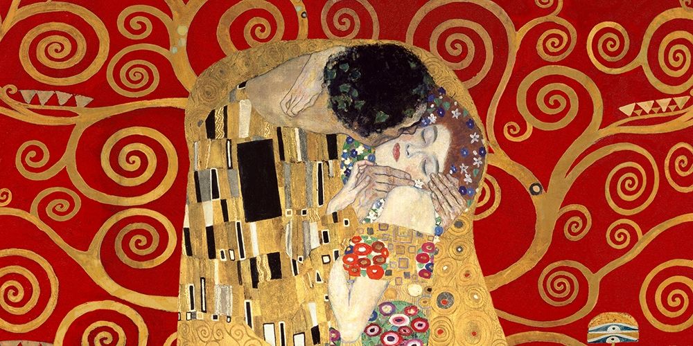Wall Art Painting id:218451, Name: The Kiss, detail (Red variation), Artist: Klimt, Gustav
